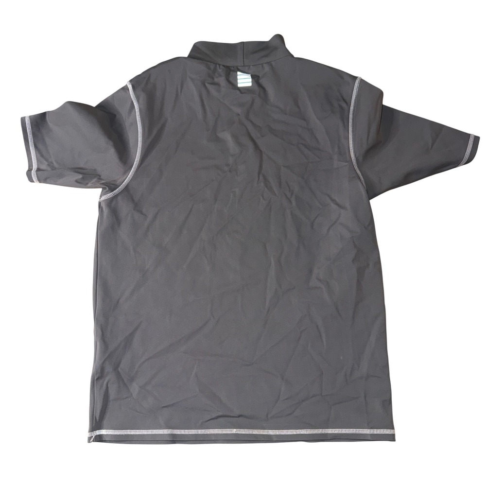 Lands' End Rash Guard Size M 10-12 Gray Short Sleeve Mock Neck Swim Shirt